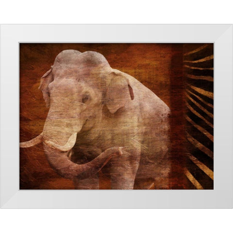 Elephant Instinct White Modern Wood Framed Art Print by Grey, Jace