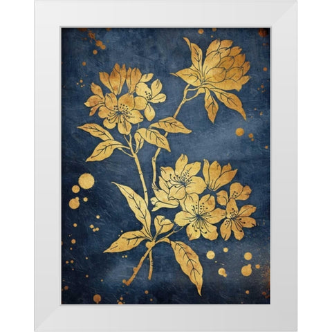 Floral Golden Blues White Modern Wood Framed Art Print by Grey, Jace