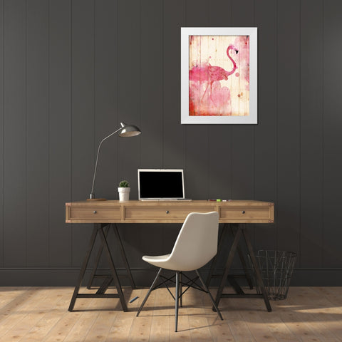 Flamingo Henna White Modern Wood Framed Art Print by Grey, Jace