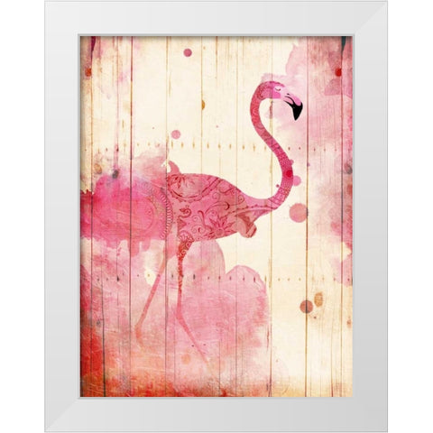 Flamingo Henna White Modern Wood Framed Art Print by Grey, Jace