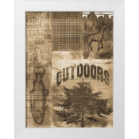 Lodge Quilt Sepia White Modern Wood Framed Art Print by Grey, Jace