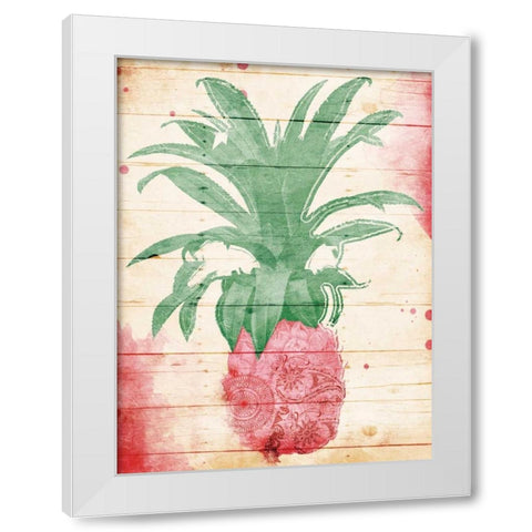 Pink Pineapple Henna White Modern Wood Framed Art Print by Grey, Jace