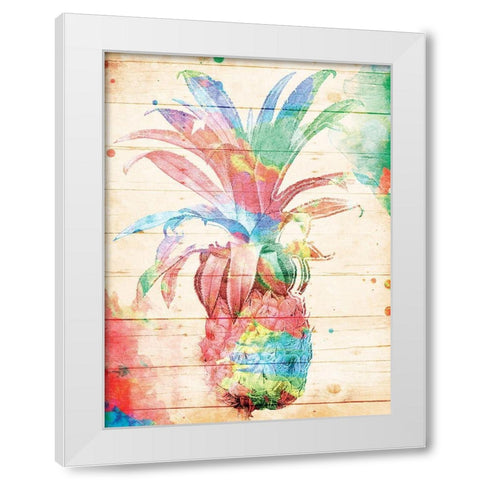Colorful Pineapple White Modern Wood Framed Art Print by Grey, Jace