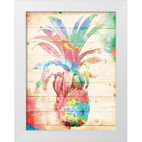 Colorful Pineapple White Modern Wood Framed Art Print by Grey, Jace