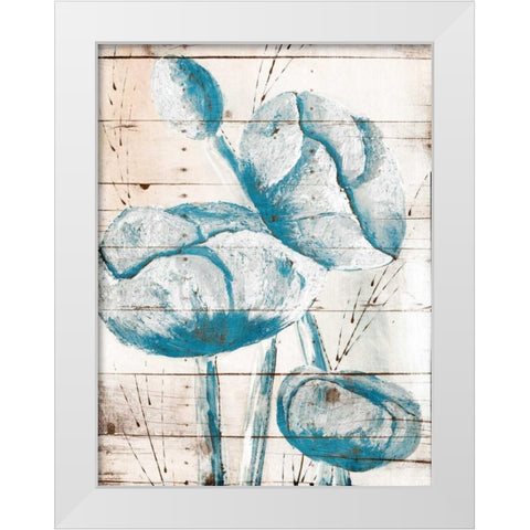 White Wood Blue Florals Mate White Modern Wood Framed Art Print by Grey, Jace