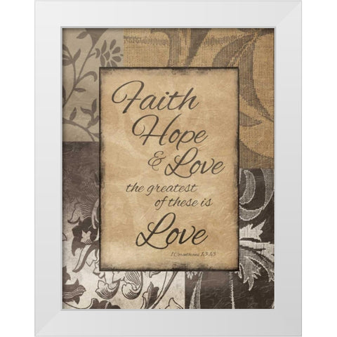 Darker Faith Hope Love White Modern Wood Framed Art Print by Grey, Jace