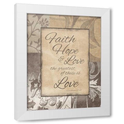 Faith Hope Love White Modern Wood Framed Art Print by Grey, Jace