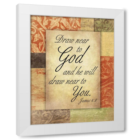 Draw God White Modern Wood Framed Art Print by Grey, Jace