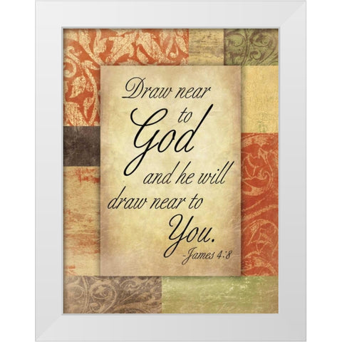Draw God White Modern Wood Framed Art Print by Grey, Jace
