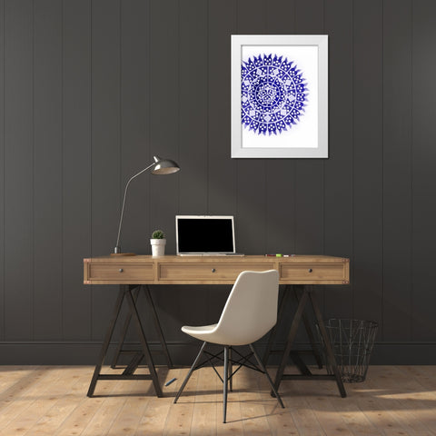 Indigo Coastal Pattern White Modern Wood Framed Art Print by Grey, Jace