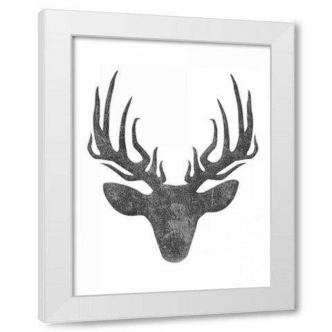 Black And White Aged Deer Mate White Modern Wood Framed Art Print by Grey, Jace