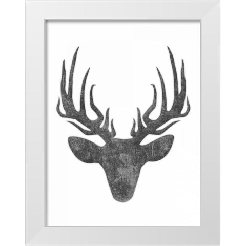 Black And White Aged Deer Mate White Modern Wood Framed Art Print by Grey, Jace