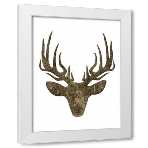 Aged Deer Mate White Modern Wood Framed Art Print by Grey, Jace
