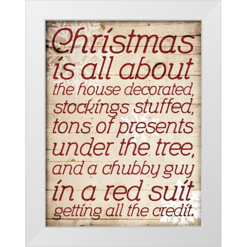 Christmas Is All About Type White Modern Wood Framed Art Print by Grey, Jace