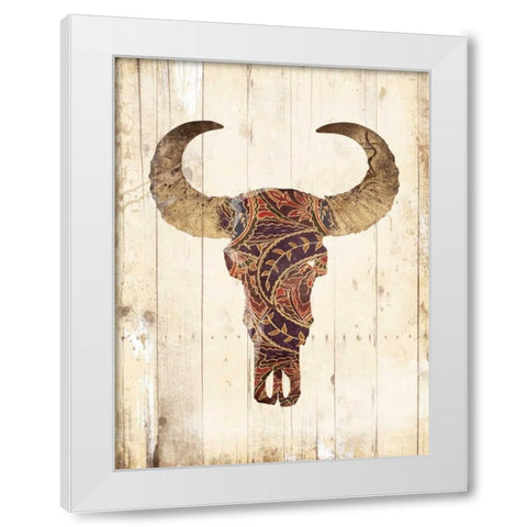 Patterned Skull White Modern Wood Framed Art Print by Grey, Jace