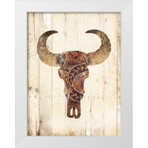 Patterned Skull White Modern Wood Framed Art Print by Grey, Jace