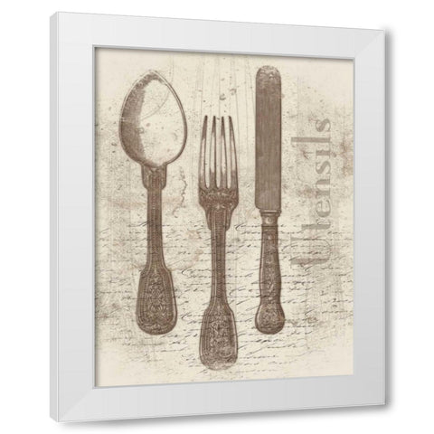 Cream Utensils White Modern Wood Framed Art Print by Grey, Jace