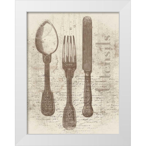 Cream Utensils White Modern Wood Framed Art Print by Grey, Jace