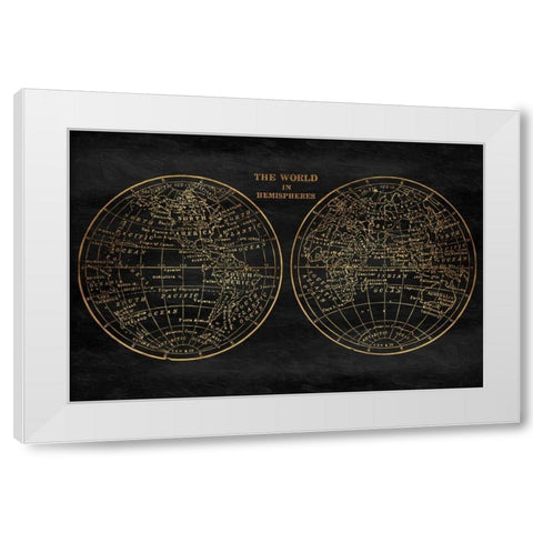 Gold World Map White Modern Wood Framed Art Print by Grey, Jace