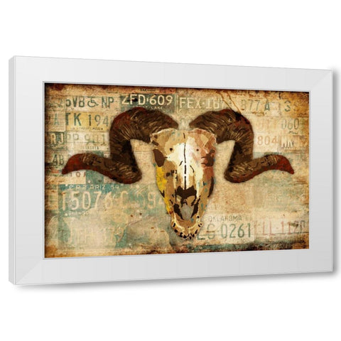 Vintage Skull White Modern Wood Framed Art Print by Grey, Jace