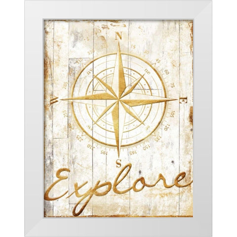 Explore Your Gold White Modern Wood Framed Art Print by Grey, Jace