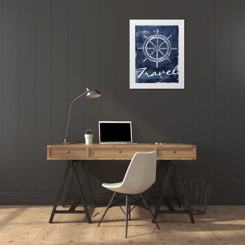 Travel To Your Blue White Modern Wood Framed Art Print by Grey, Jace