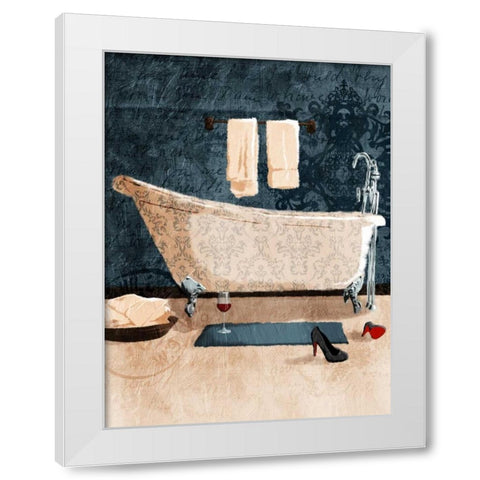 Bath And Wine White Modern Wood Framed Art Print by Grey, Jace