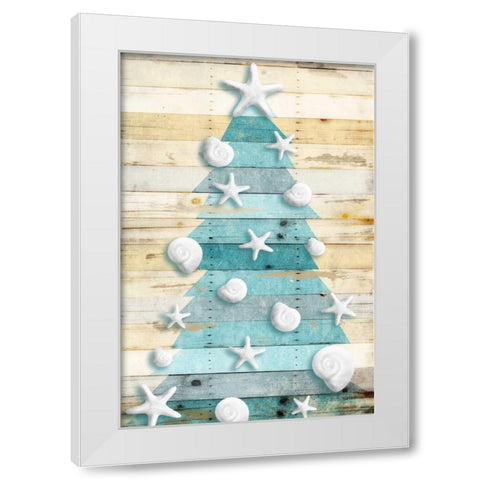 Coastal Christmas Tree White Modern Wood Framed Art Print by Grey, Jace