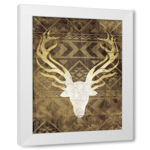 Deer In The Light White Modern Wood Framed Art Print by Grey, Jace