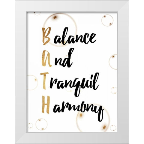 BATH Gold White Modern Wood Framed Art Print by Grey, Jace