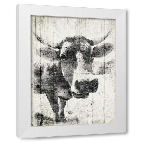 Vintage Cow Mate White Modern Wood Framed Art Print by Grey, Jace