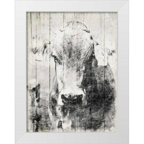 Vintage Cow White Modern Wood Framed Art Print by Grey, Jace