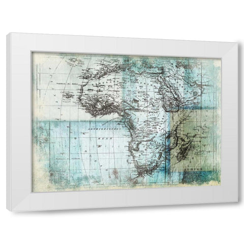 Aged Blue Map One White Modern Wood Framed Art Print by Grey, Jace