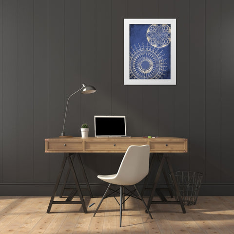 Coastal Indigo Pattern White Modern Wood Framed Art Print by Grey, Jace