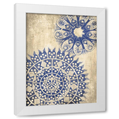 Coastal Indigo Pattern Third White Modern Wood Framed Art Print by Grey, Jace