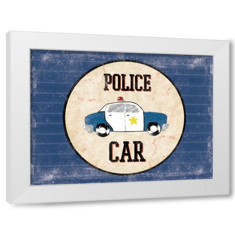Police Car Blues White Modern Wood Framed Art Print by Grey, Jace
