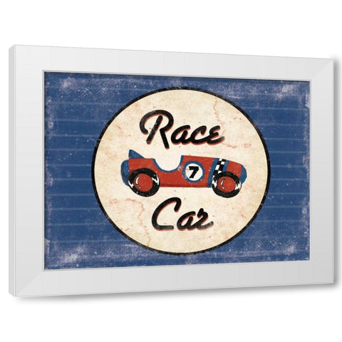 Race Car Blues White Modern Wood Framed Art Print by Grey, Jace