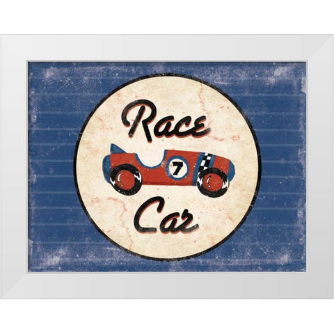 Race Car Blues White Modern Wood Framed Art Print by Grey, Jace