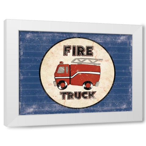 Fire Truck Blues White Modern Wood Framed Art Print by Grey, Jace
