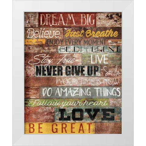 Dream Big White Modern Wood Framed Art Print by Grey, Jace