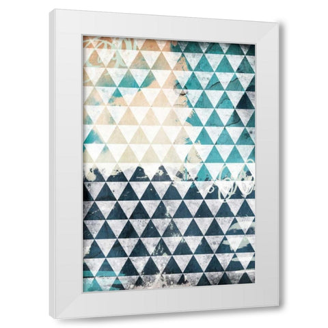 Steal Teal Triangles White Modern Wood Framed Art Print by Grey, Jace