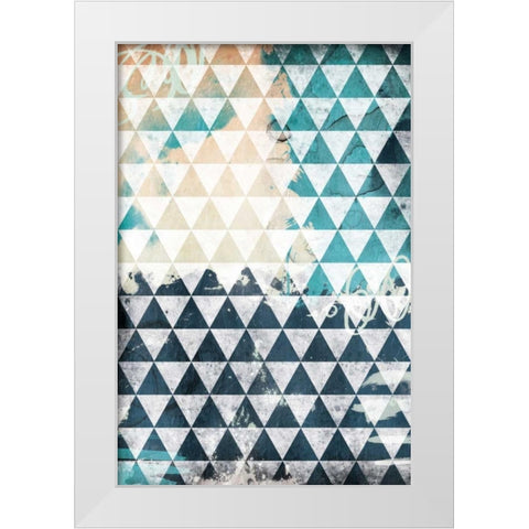 Steal Teal Triangles White Modern Wood Framed Art Print by Grey, Jace