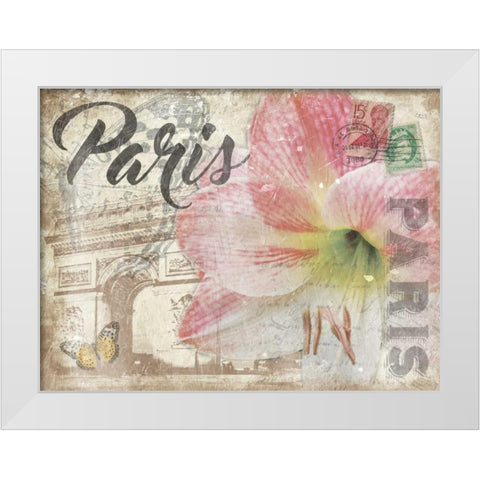 Mail To Paris White Modern Wood Framed Art Print by Grey, Jace