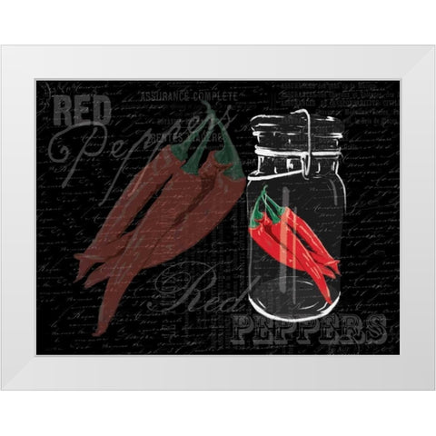 Red Peppers In A Jar White Modern Wood Framed Art Print by Grey, Jace
