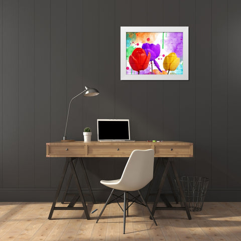 Fun Tulips White Modern Wood Framed Art Print by Grey, Jace
