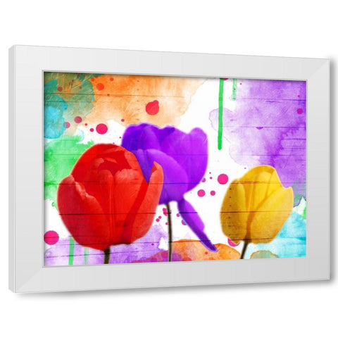 Fun Tulips White Modern Wood Framed Art Print by Grey, Jace