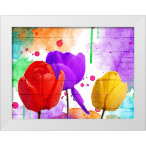 Fun Tulips White Modern Wood Framed Art Print by Grey, Jace