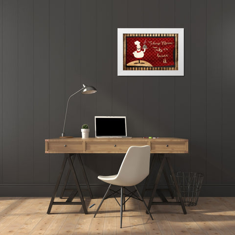 Todays Menu White Modern Wood Framed Art Print by Grey, Jace