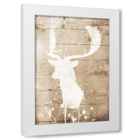 Deer Drip White Modern Wood Framed Art Print by Grey, Jace