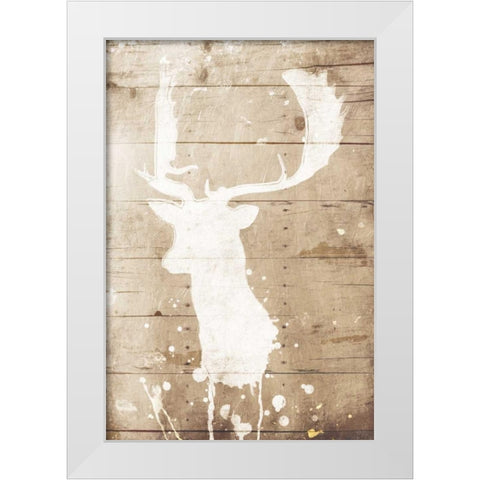 Deer Drip White Modern Wood Framed Art Print by Grey, Jace